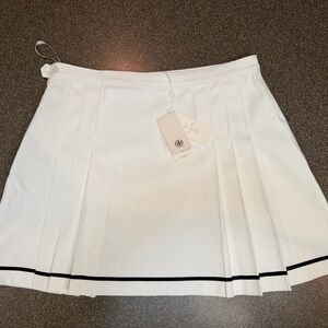 Tory Sport White Pleated Tennis Skirt with Navy Accent